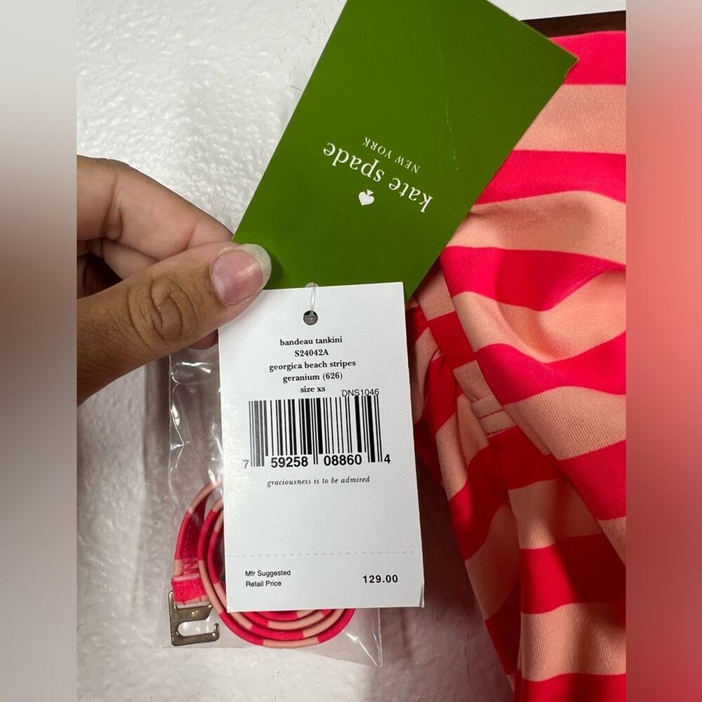 NWT Kate Spade Georgica Beach Stripes Bandeau Tankini Top Size XS - Picture 6 of 8